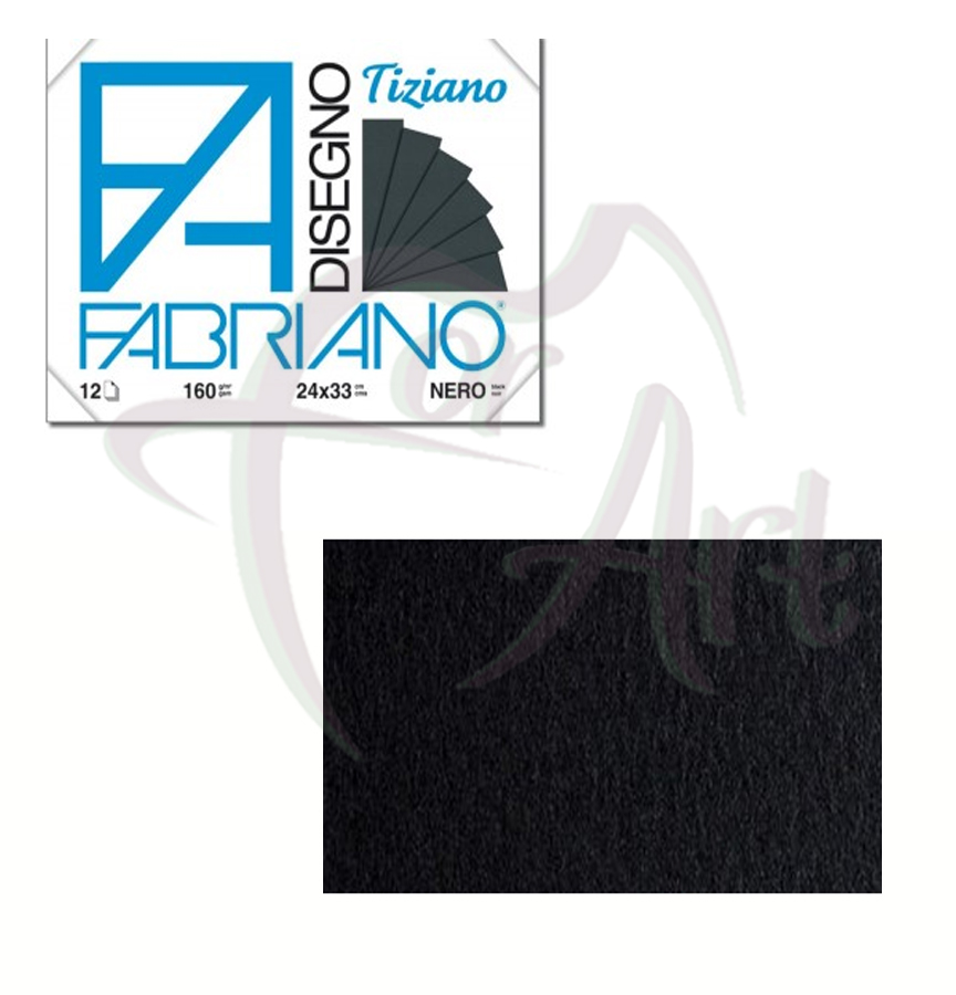 Блок бумаги для пастели Fabriano Tiziano Nero -Черные листы/24х33см/12л/160гр