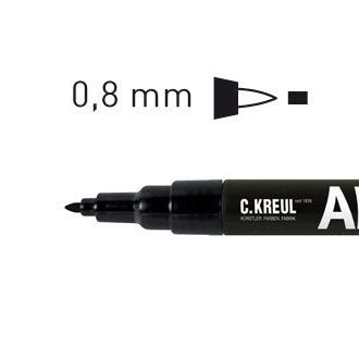 Маркер на водной основе C.Kreul Art Pen extrafine с экстра тонким круглым наконечником, ширина линии 1-2мм/чёрный