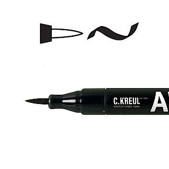 Маркер на водной основе C.Kreul Art Pen brush с гибким наконечником-кистью, ширина линии переменная/чёрный