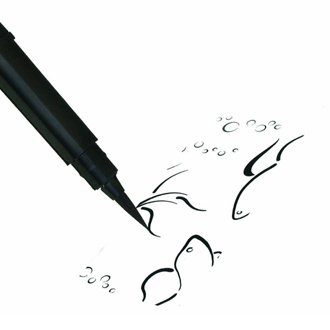 Ручка-кисть для каллиграфии Pentel Brush Pen чёрная + 4 запасных картриджа в блистере