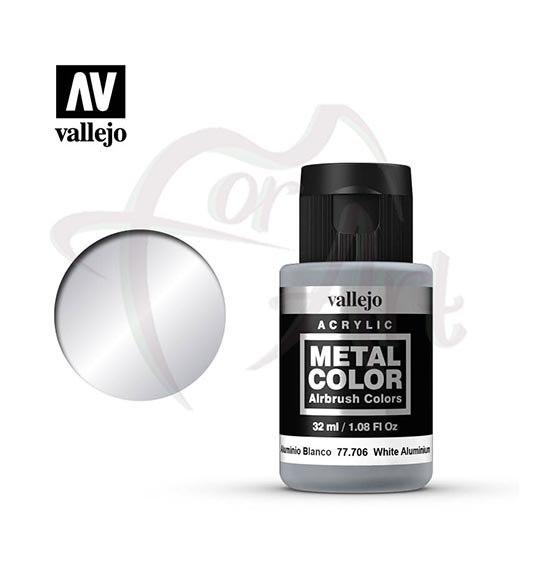 Краска для моделизма Vallejo Metal Color на водной основе- белый алюминий/б.32мл