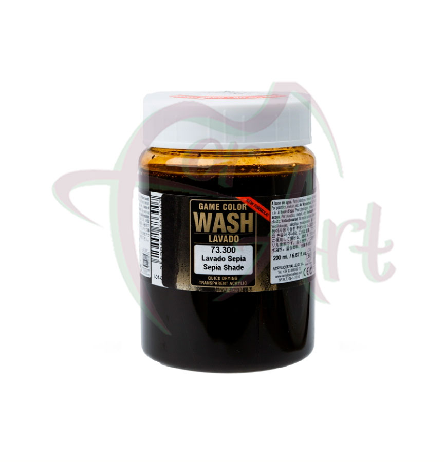 Краска для моделизма Vallejo Wash-Сепия (dipping formula)/б.200мл