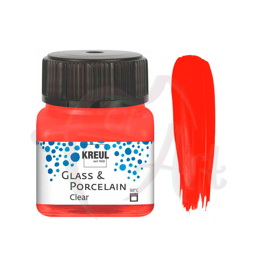 Краска по фарфору, керамике и стеклу прозрачная Glass&Porcelain Clear 160°С- вишнёво-красная/б.20мл
