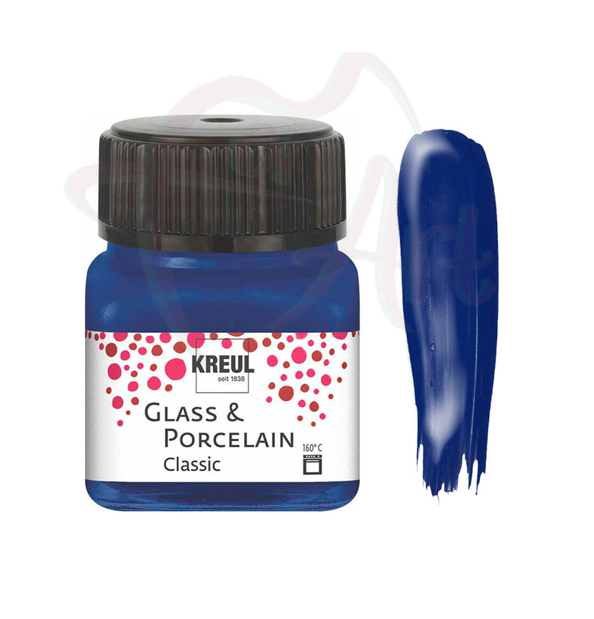 Краска по фарфору, керамике и стеклу укрывистая Glass&Porcelain Classic 160°С- синий королевский/б.20мл