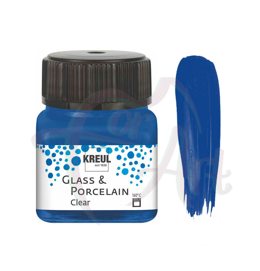 Краска по фарфору, керамике и стеклу прозрачная Glass&Porcelain Clear 160°С- синяя лазурь/б.20мл