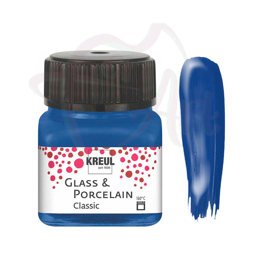 Краска по фарфору, керамике и стеклу укрывистая Glass&Porcelain Classic 160°С- кобальт синий/б.20мл