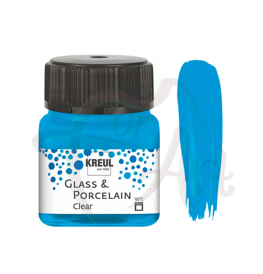 Краска по фарфору, керамике и стеклу прозрачная Glass&Porcelain Clear 160°С- голубая вода/б.20мл