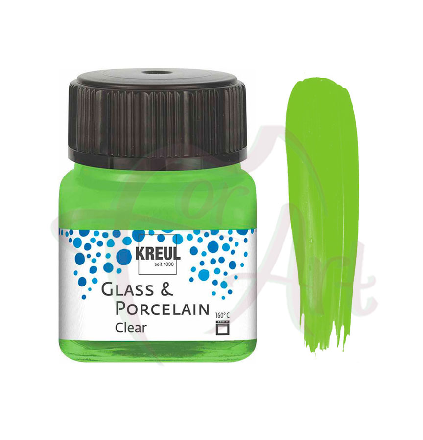 Краска по фарфору, керамике и стеклу прозрачная Glass&Porcelain Clear 160°С- зелёное яблоко/б.20мл