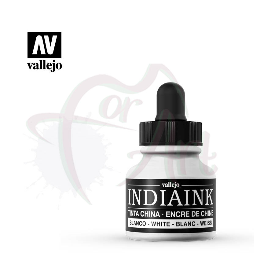 Индийские чернила для каллиграфии Vallejo INDIAINK- белый/б.30мл