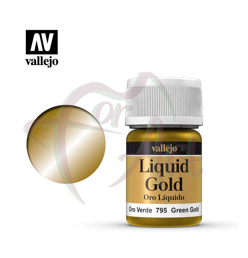 Краска с металлическим эффектом Vallejo Liquid Gold- золото зеленое