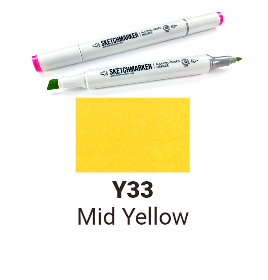 Маркер двухсторонний Sketchmarker на спиртовой основе-Y33 Средний желтый