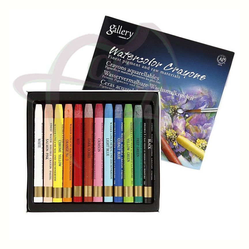 Набор профессиональной масляной акварельной пастели MUNGYO Gallery Watercolor Crayone- 12 цветов в картонной коробке