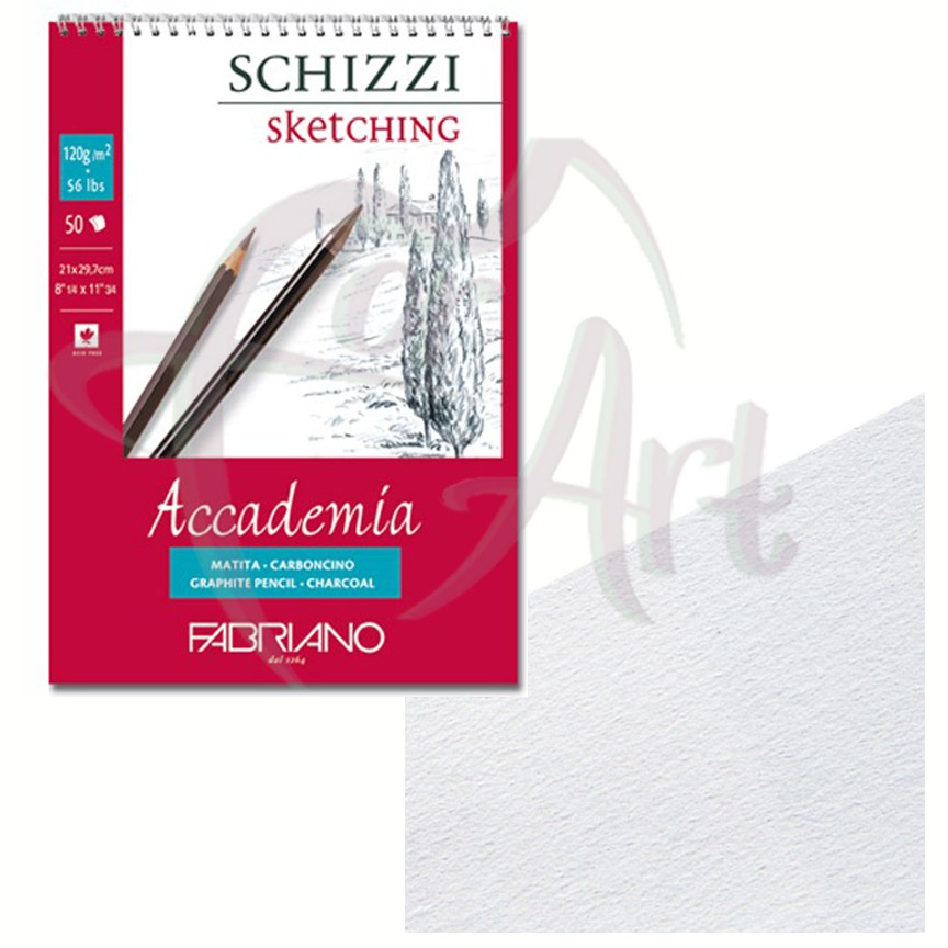 Альбом на спирали для набросков Fabriano Accademia- белая бумага/21х29,7см/120гр/50л