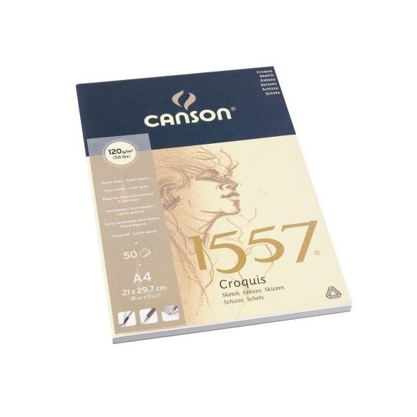 Блок для графики Canson Croquis 1557- белая бумага/21х29,7см/120гр/50л