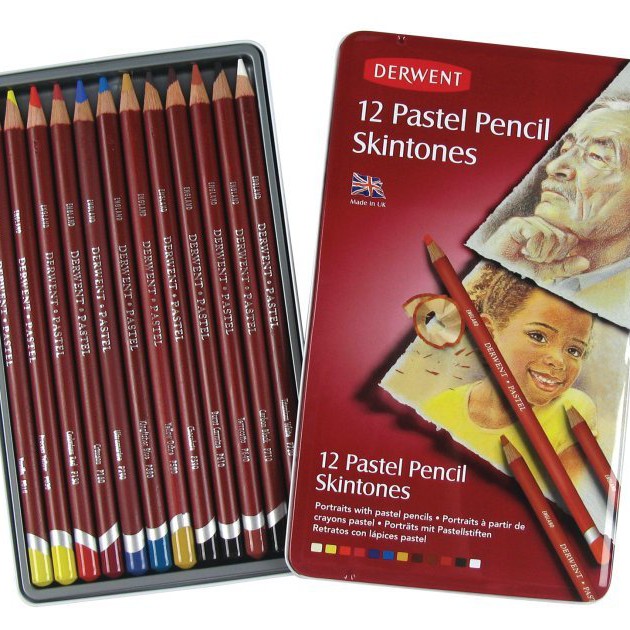 Набор пастельных карандашей Derwent Pastel Pencil Skintones 12 цветов в металлической коробке