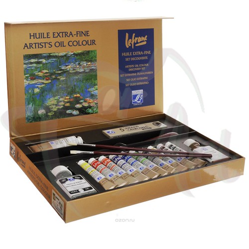 Набор масляных красок Lefranc&Bourgeois Extra-Fine Lefranc Discovery 11 туб +аксессуары в картонной коробке