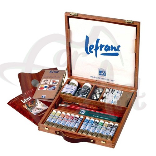Набор масляных красок Lefranc&Bourgeois Extra-Fine Lefranc 14 туб по 20мл + аксессуары в деревянном ящике