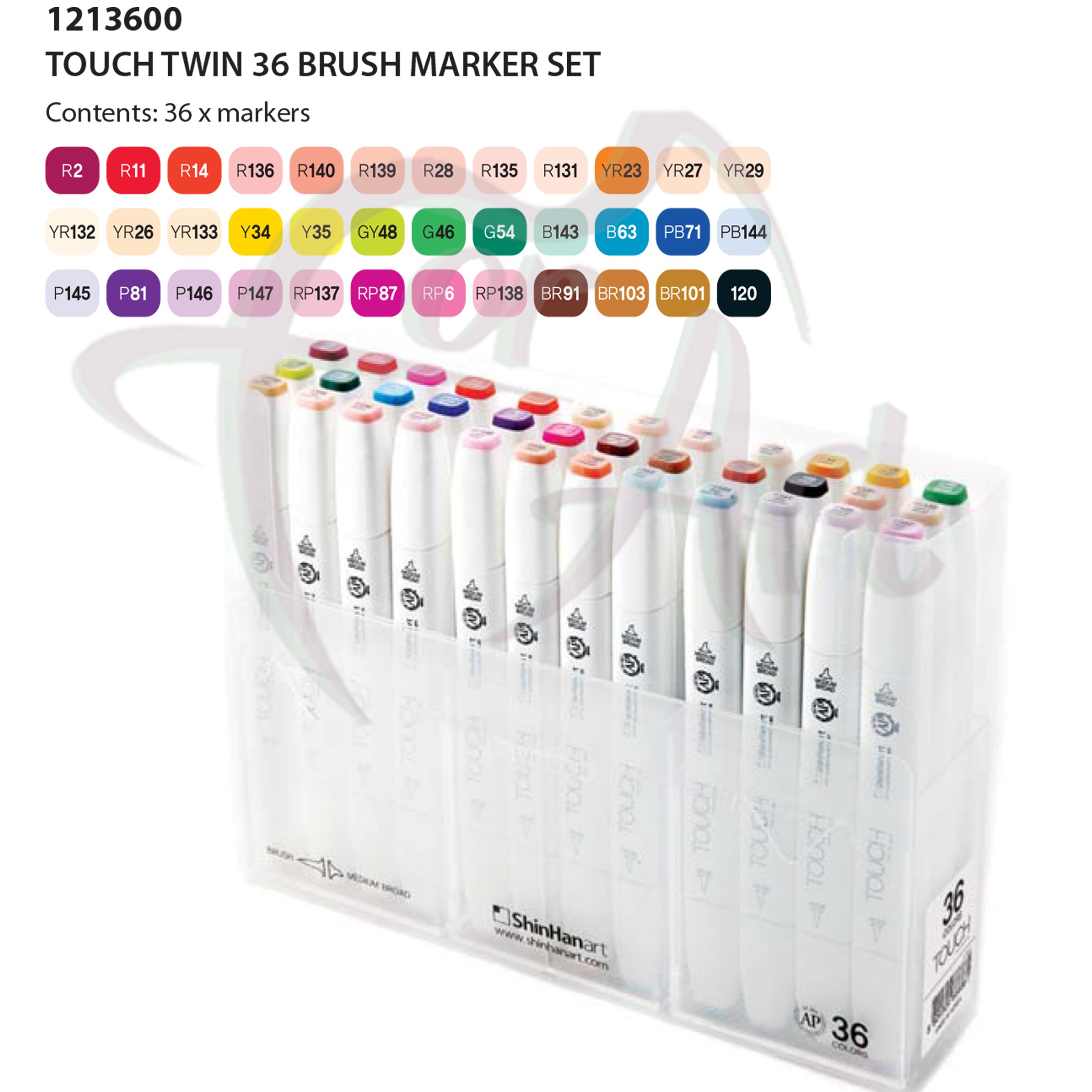 Набор маркеров для дизайна TOUCH Twin marker- Brush 36 цветов -Основные