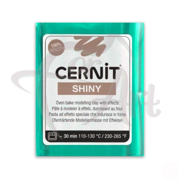 Полимерная глина Cernit Shiny/№600- зелёный с эффектом слюды (56гр)