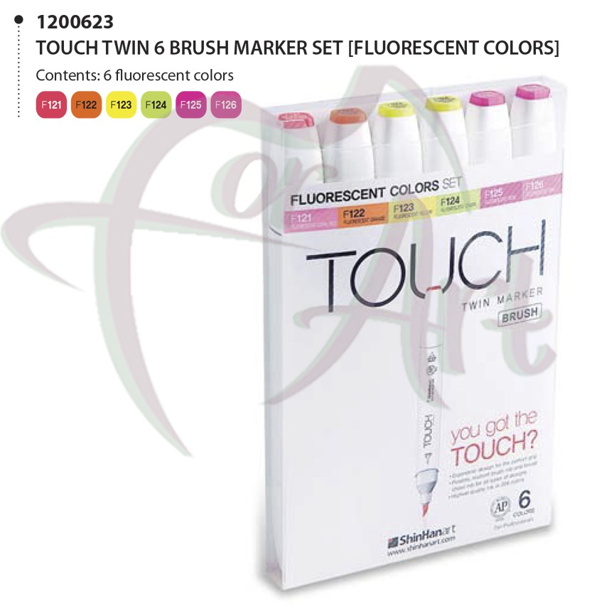 Набор маркеров для дизайна TOUCH Twin marker-BRUSH 6 цветов -Флюр