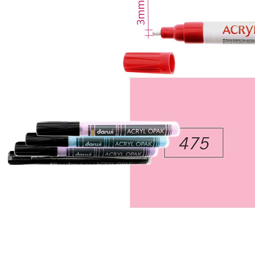 Акриловый маркер Darwi Acryl Opak круглый наконечник 3мм- розовый