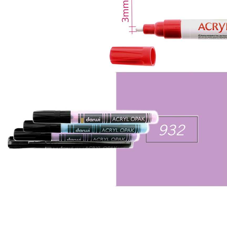 Акриловый маркер Darwi Acryl Opak круглый наконечник 3мм- светло-лиловый