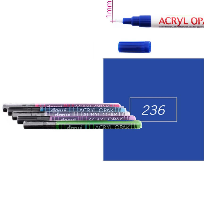 Акриловый маркер Darwi Acryl Opak круглый наконечник 1мм- тёмно-синий