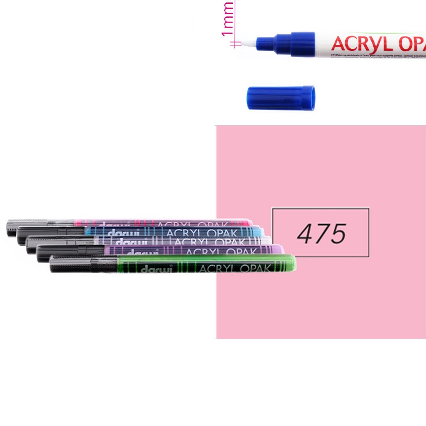 Акриловый маркер Darwi Acryl Opak круглый наконечник 1мм- розовый