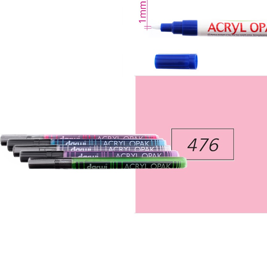 Акриловый маркер Darwi Acryl Opak круглый наконечник 1мм- светло-розовый