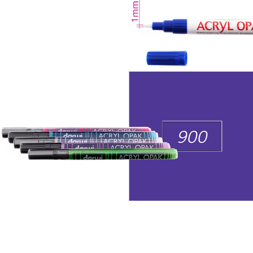 Акриловый маркер Darwi Acryl Opak круглый наконечник 1мм- фиолетовый