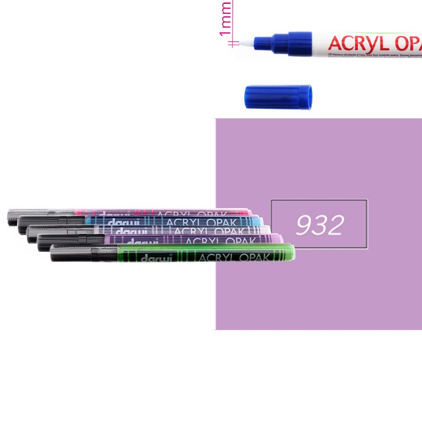 Акриловый маркер Darwi Acryl Opak круглый наконечник 1мм- светло-лиловый