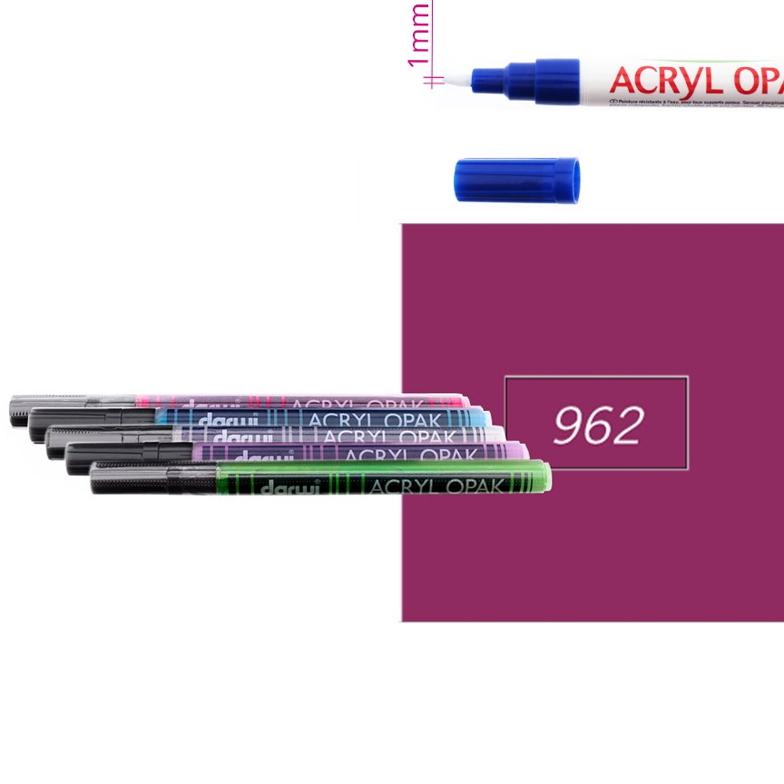 Акриловый маркер Darwi Acryl Opak круглый наконечник 1мм- пурпурный