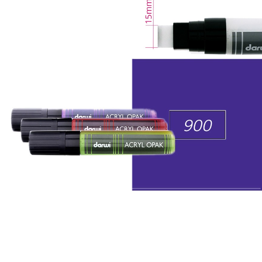Акриловый маркер Darwi Acryl Opak плоский наконечник 15мм- фиолетовый