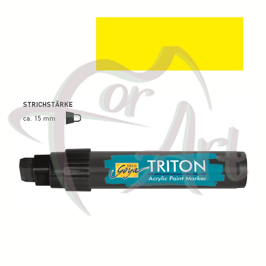 Акриловый маркер Solo Goya Triton плоский наконечник 15мм- жёлтый флюоресцентный