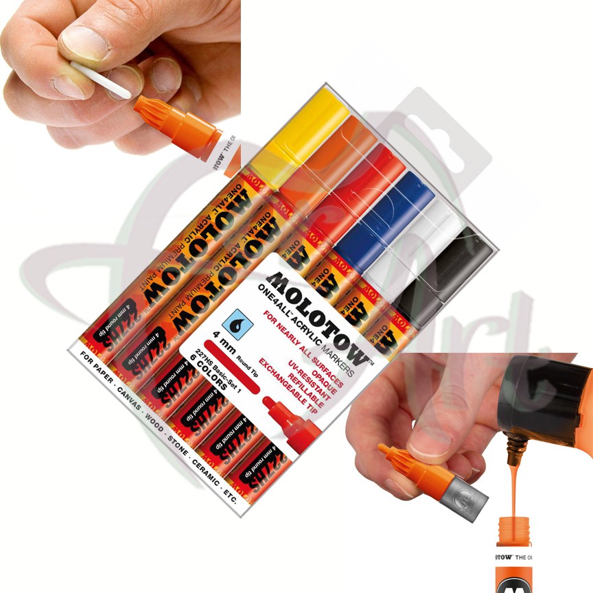 Набор акриловых маркеров Molotow 227HS Basic-Set I, 6цв х 4мм