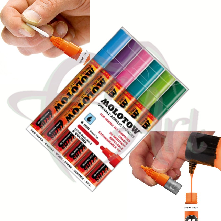 Набор акриловых маркеров Molotow 227HS Basic-Set II, 6цв х 4мм