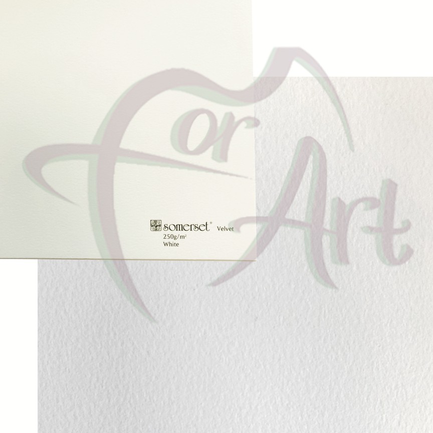 Бумага для печатных техник Somerset Velvet White (белая) 56х76см/ 250гр/ 4 рваных края