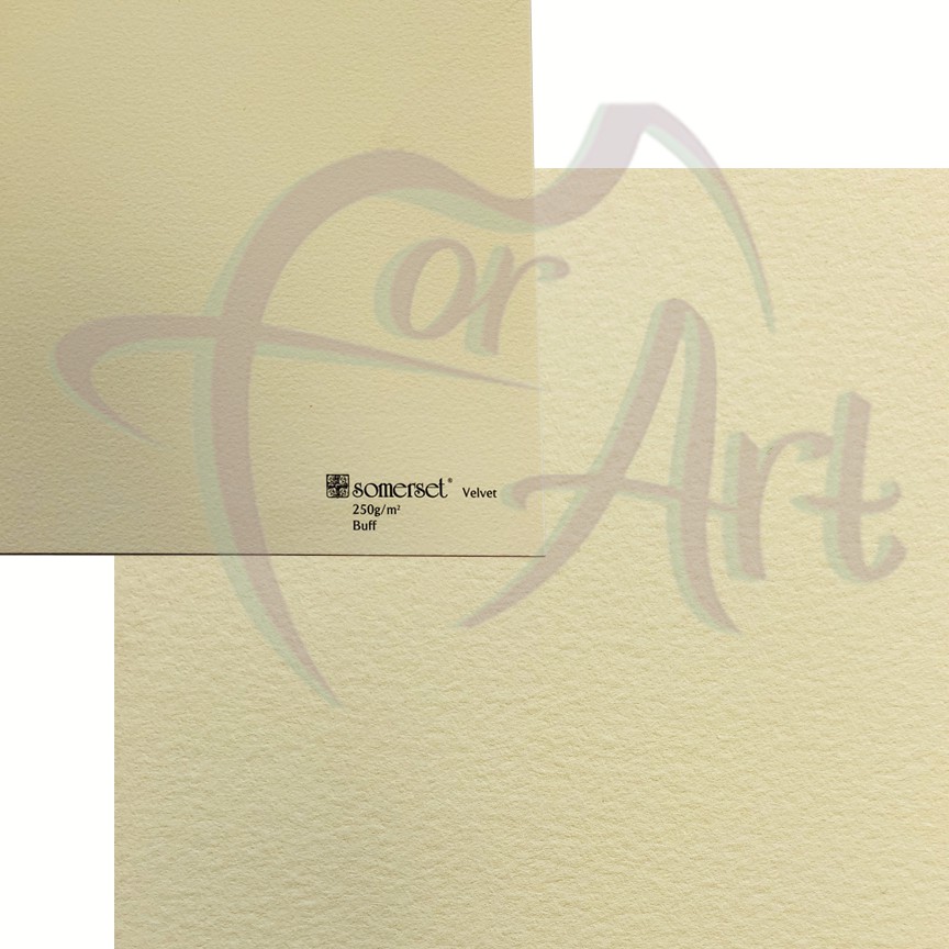 Бумага для печатных техник Somerset Velvet Buff (кремовая) 56х76см/ 250гр/ 4 рваных края