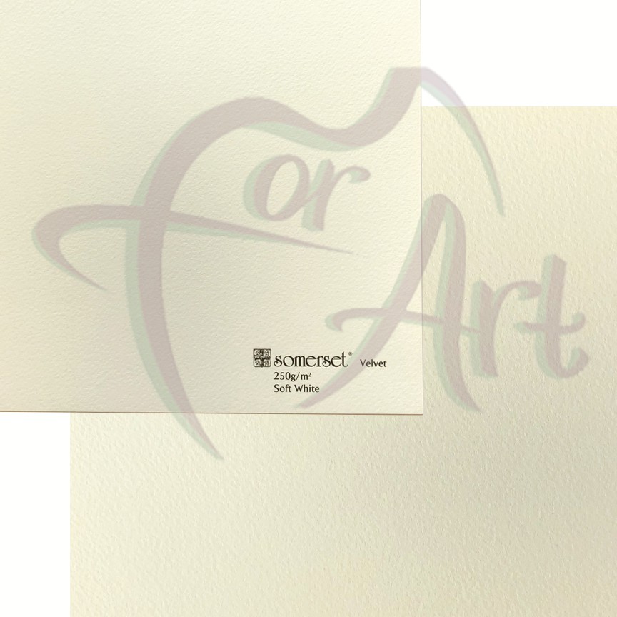 Бумага для печатных техник Somerset Velvet Soft White (белый мягкий) 56х76см/ 250гр/ 4 рваных края