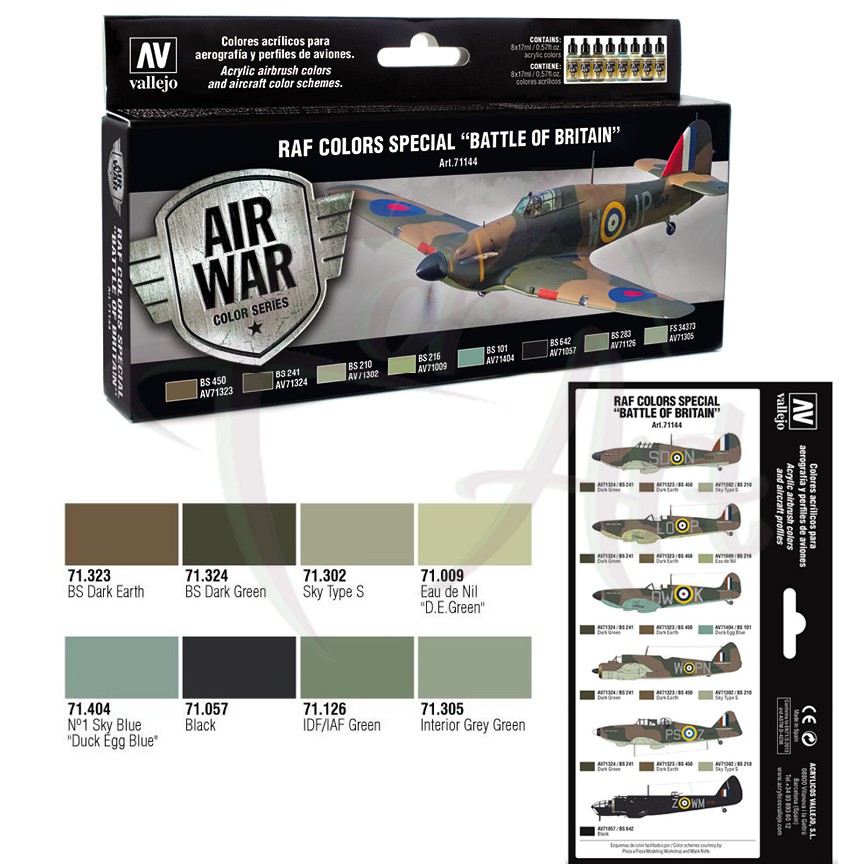 Набор красок для моделизма Vallejo Model Air - Battle of Britain/ 8 цветов