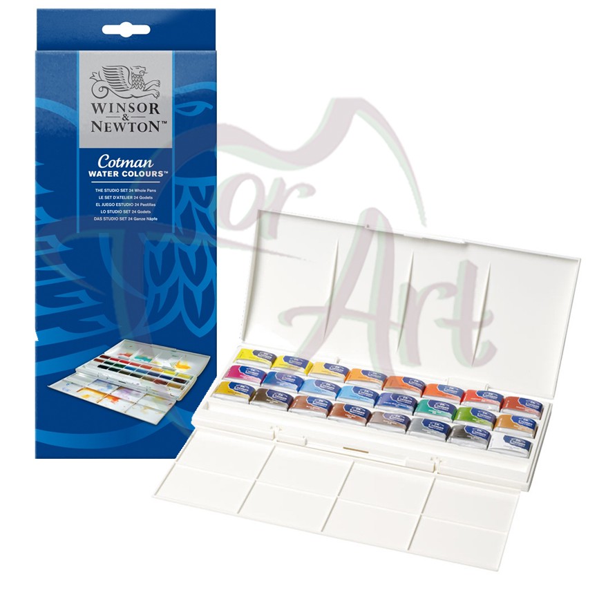 Набор акварельных красок Cotman Studio set Winsor Newton/24 кювета в пластиковой коробке