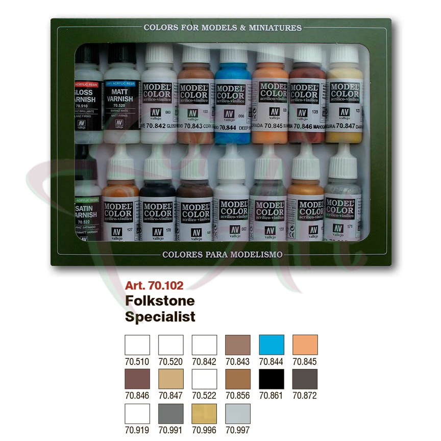 Набор красок для моделизма Vallejo Model Color №2  Folkstone Special/16 цв.