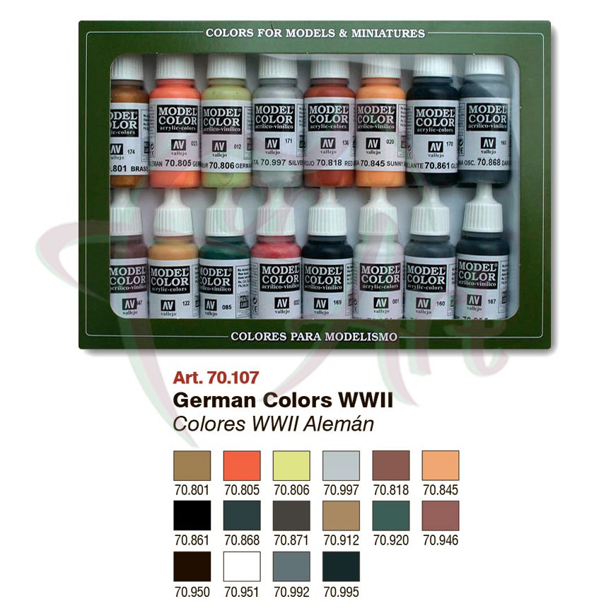 Набор красок для моделизма Vallejo Model Color №7  WWII German/16 цв.