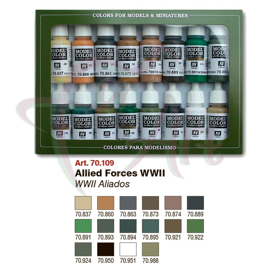 Набор красок для моделизма Vallejo Model Color №9 Allied Forces WWII/16 цв.