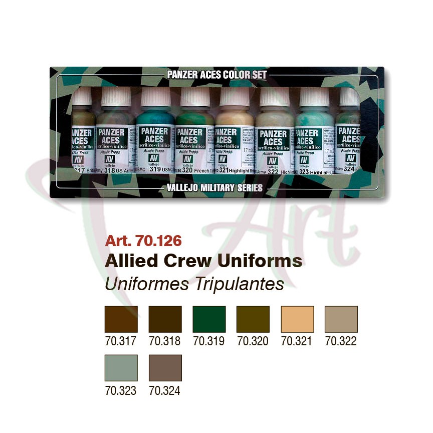 Набор красок для моделизма Vallejo Model Color Allied Tank Crew Uniforms/8 цв.
