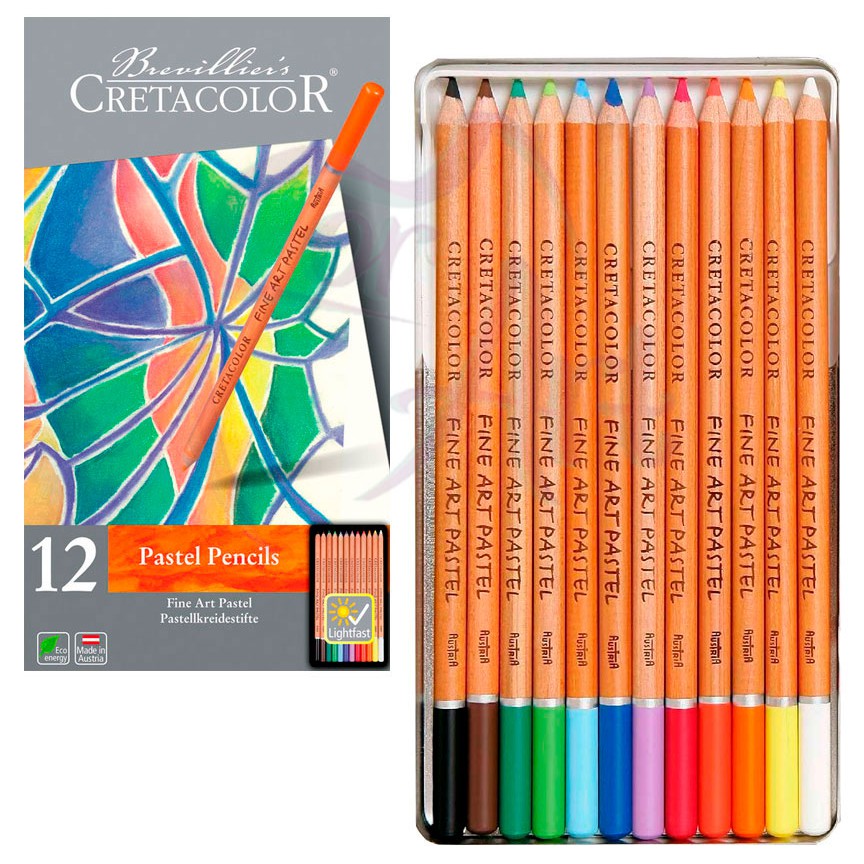 Набор профессиональных пастельных карандашей Cretacolor Fine Art Pastel 12 цветов в металлической коробке