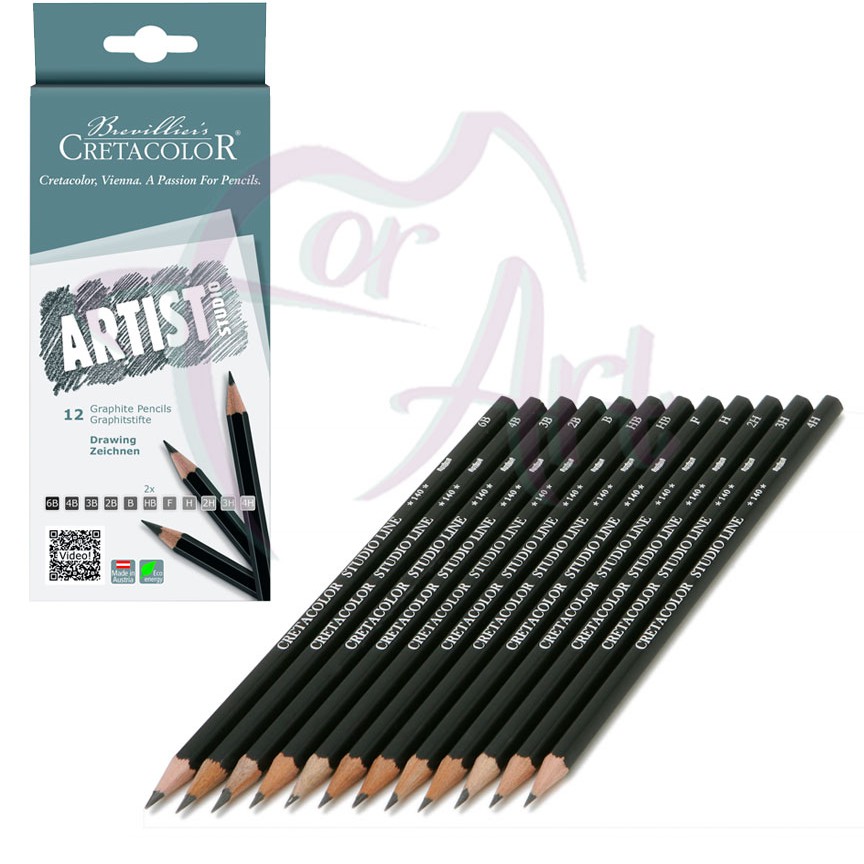 Набор графитовых карандашей Cretacolor Artist Studio Line - 12шт (6B, 4B, 3B, 2B, B, 2xHB)