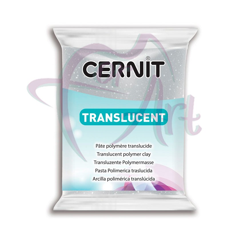 Полимерная глина Cernit Translucent/№080- прозрачный серебряный с блёстками (56гр)