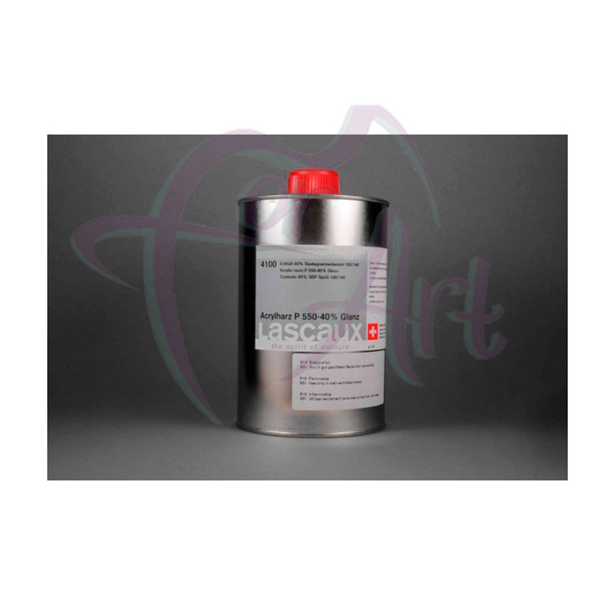 Акриловая смола, 40% глянцевый раствор в уайт-спирите Lascaux P 550 (Plexisol), 1л