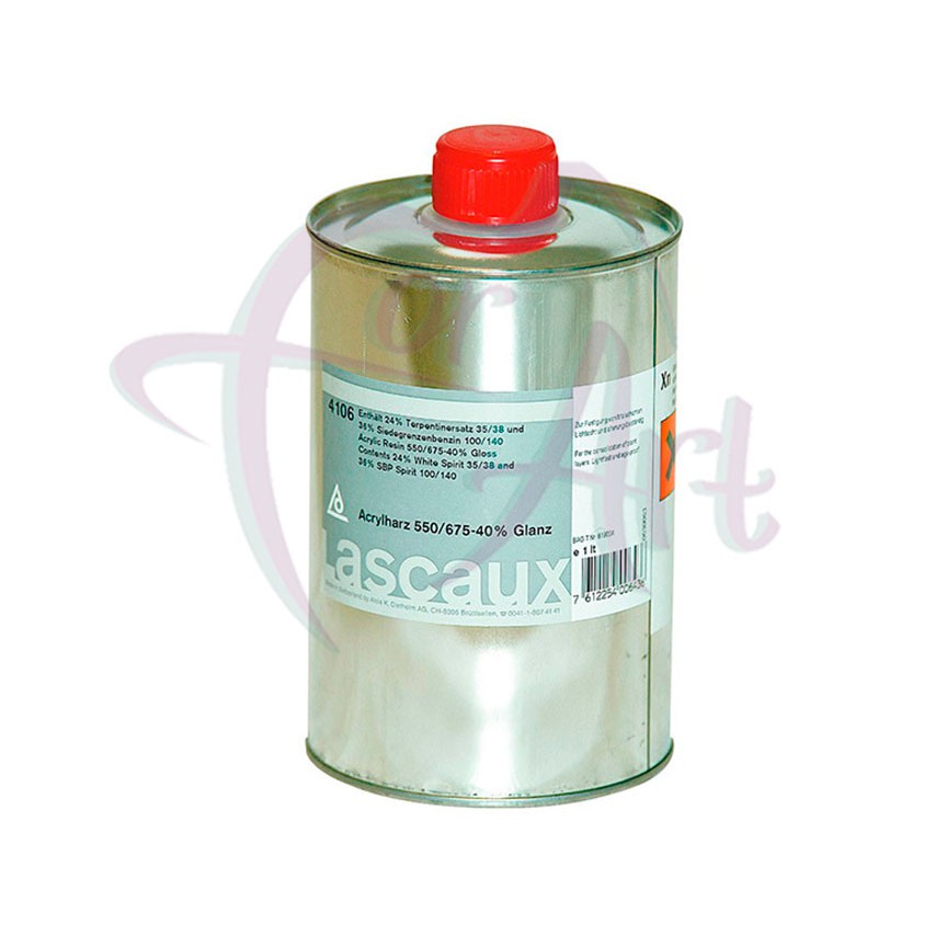 Акриловая смола, 40% глянцевый раствор в уайт-спирите, Lascaux P 550/675* (Plexisol/Plexigum), 1л